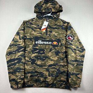Ellesse Mont 2 Oh Men's Half Zip Hooded Camo Print Anorak Windbreaker Jacket XXL
